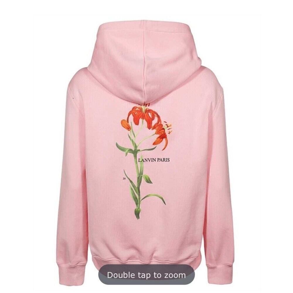 LANVIN Rabbit Embroidered Printed Flower Hoodie sweatshirt Pink NWOTโ$990 Sz S